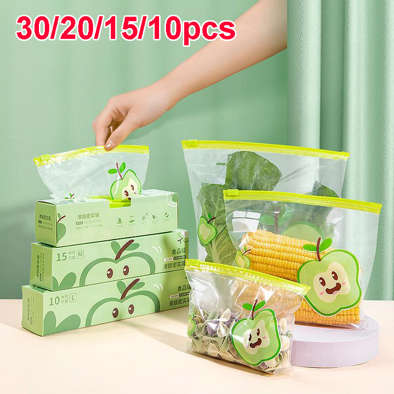 Food Storage With Lock - Wiederverwendbare Zip-Lock-Beutel Lebensmittelechte Transparente Aufbewahrungsbeutel Kühlschrank-Frischhaltebeutel