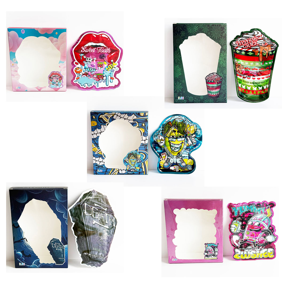 Food Storage In Mylar Bags - 3,5g Gestanzte Spezial-Display-Box mit unregelmäßiger Form,