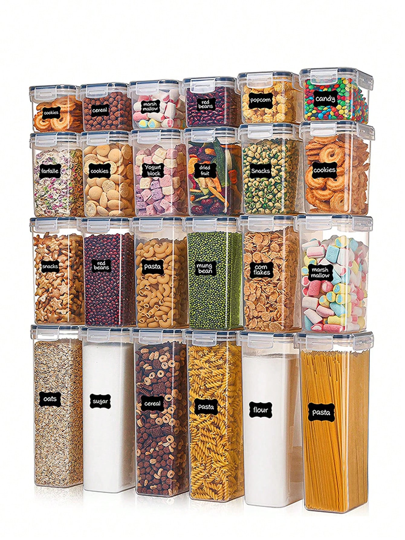 Food Storage With Lock - 48 Stück luftdichte Lebensmittelbehälter, kostenlose Kunststoff-Spaghetti-Behälter