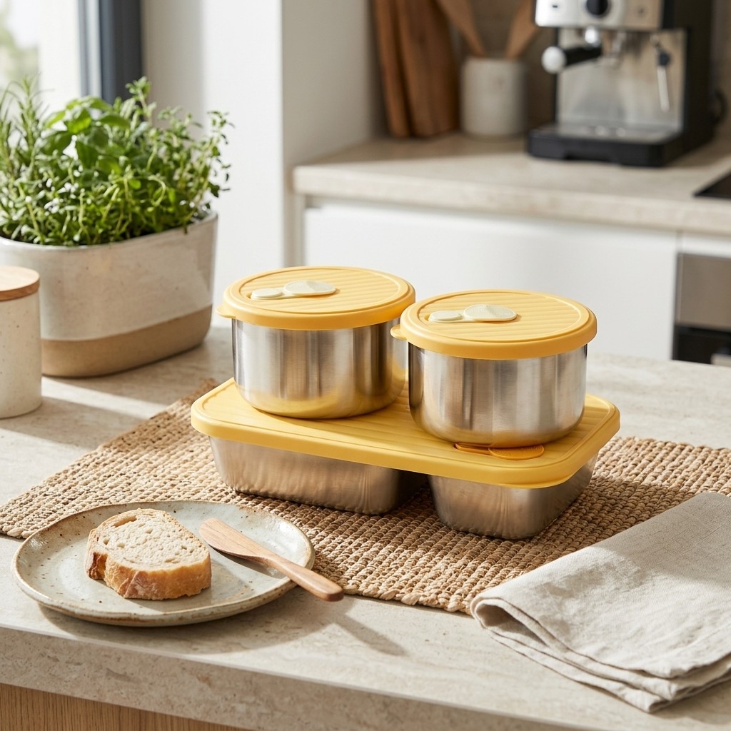 Storage Food Prep - 304 Edelstahl Bento-Box Mikrowellengeeignetes Lunchbox-Set für