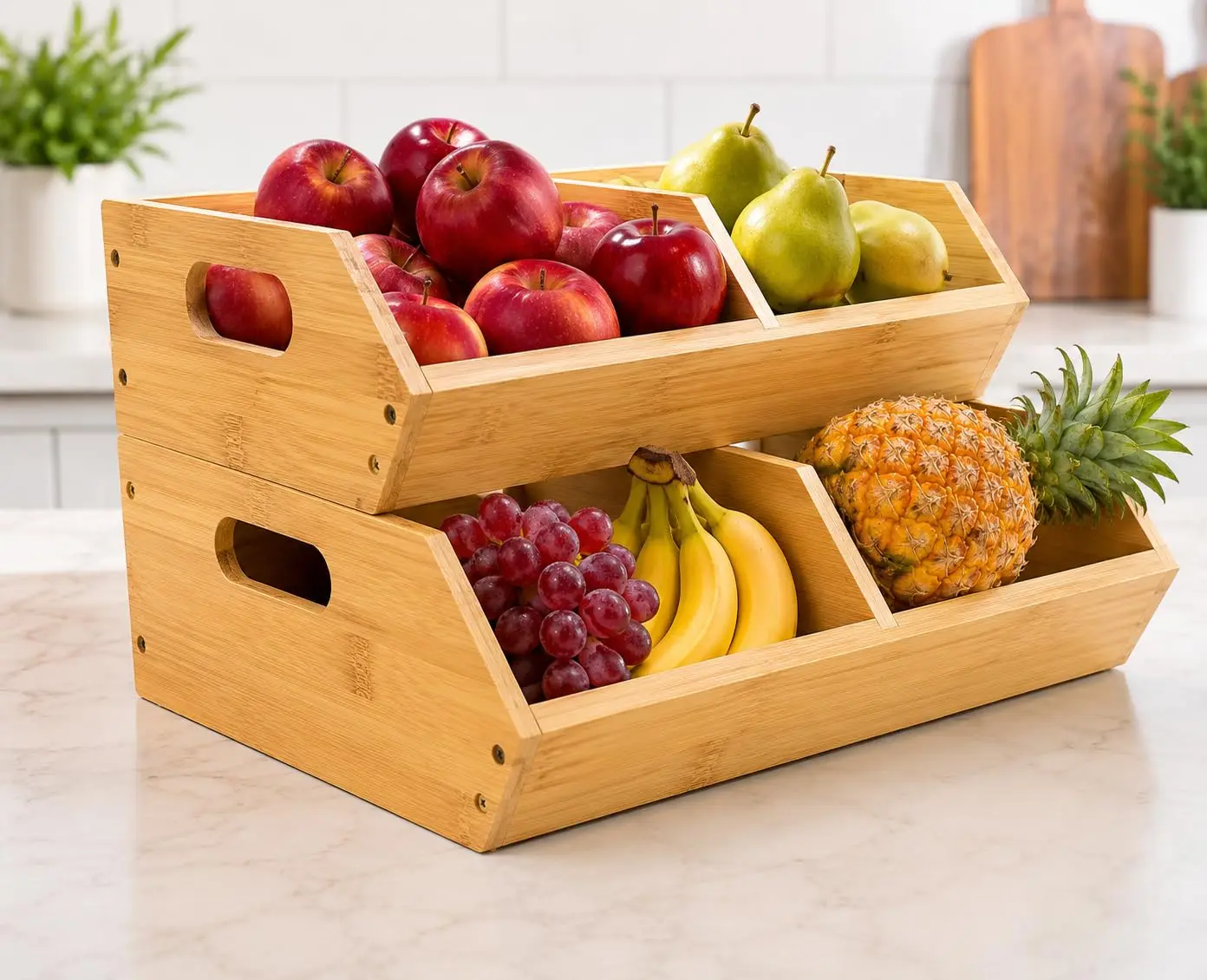 Stackable Pantry Bin - 3 Stück stapelbare Kartoffel- und Zwiebel-Aufbewahrungsboxen
