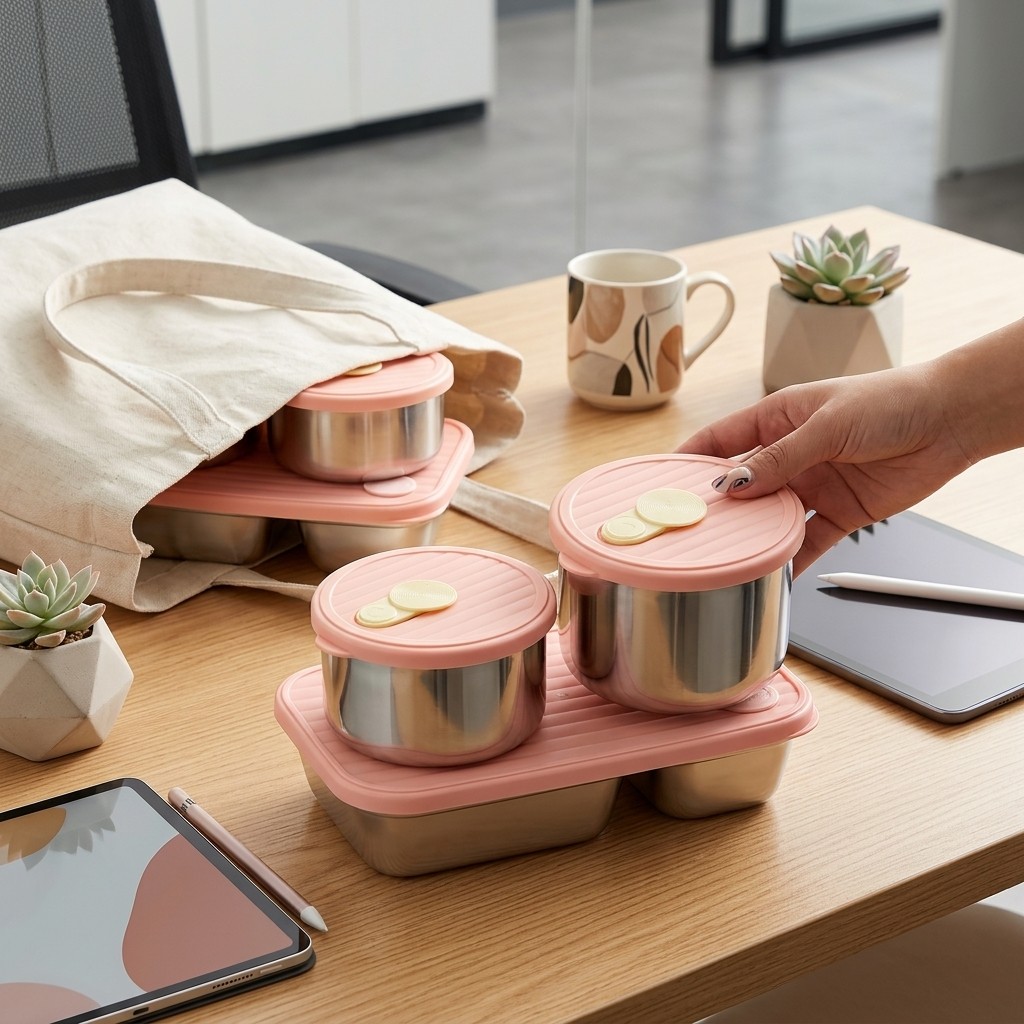 Storage Food Prep - Mikrowellengeeignetes 304 Edelstahl Lunchbox-Set Bento-Box Mahlzeiten-Vorbereitungs-Lebensmittelbehälter