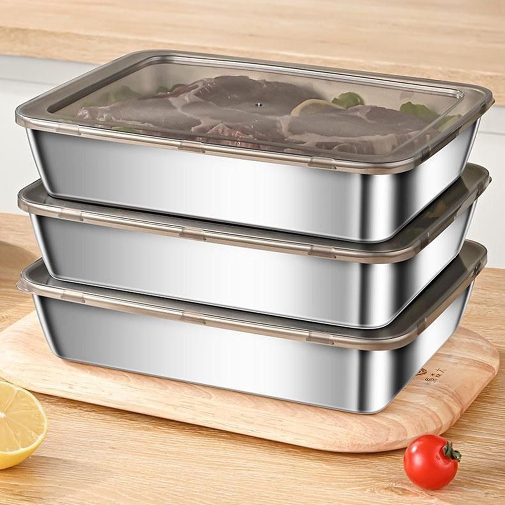 Food Storage Eco Friendly - 2026 3-teiliges/5-teiliges Edelstahl-Lebensmittelaufbewahrungsset mit Auslaufsicheren Deckeln,