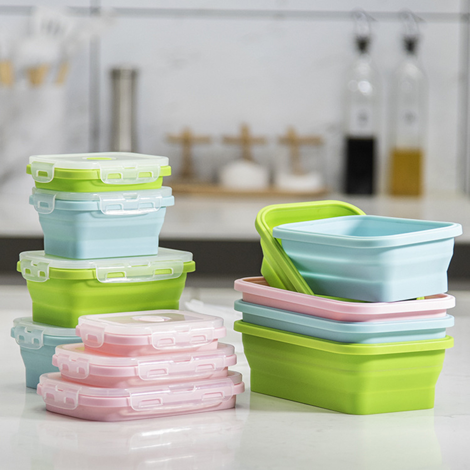Food Storage Safe - Silikon-Lunchbox, Lebensmittelqualität, faltbarer Behälter, mikrowellengeeignet, tragbare