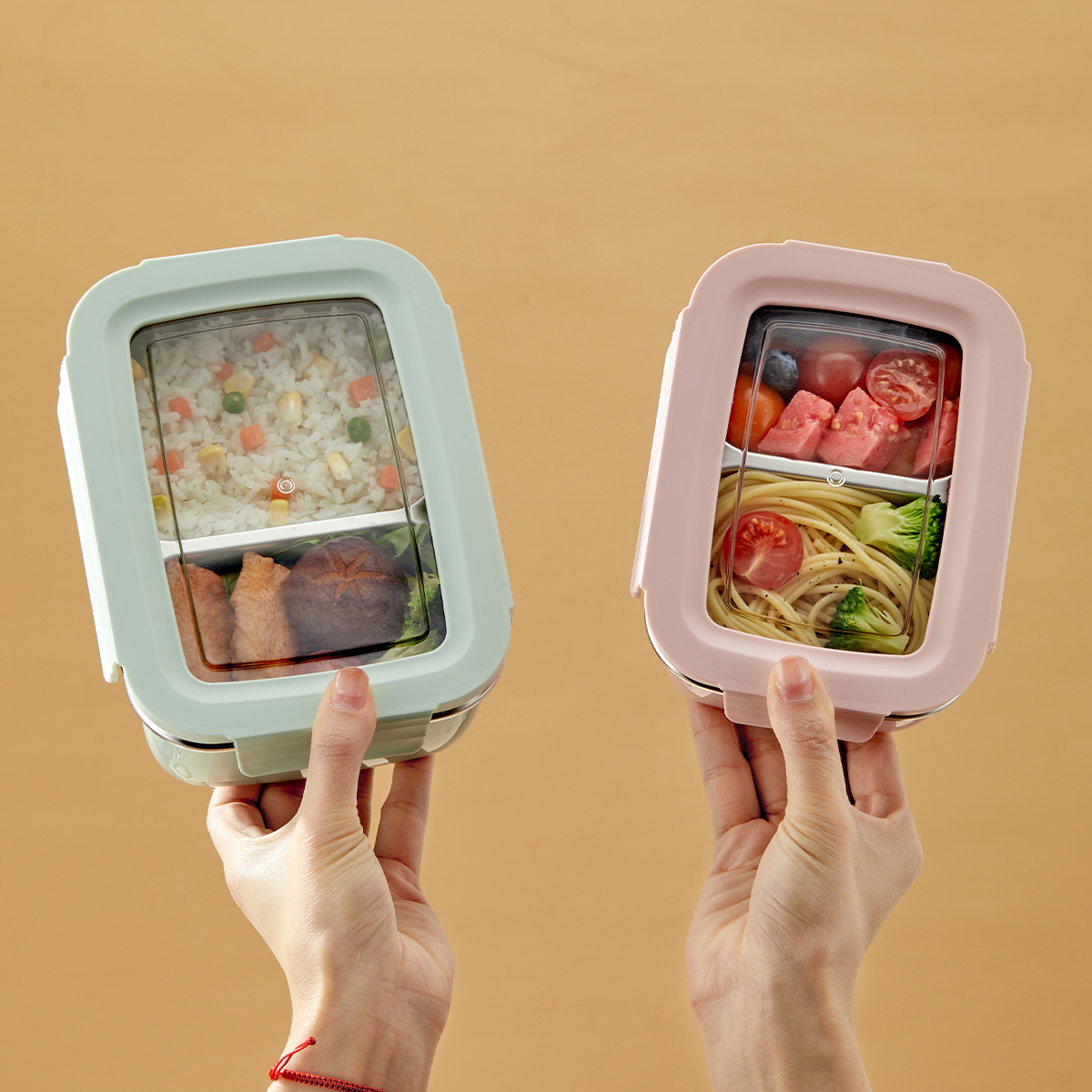 Food Storage Safe - Mikrowellen-Lunchbox mit Fächern aus Edelstahl 304,