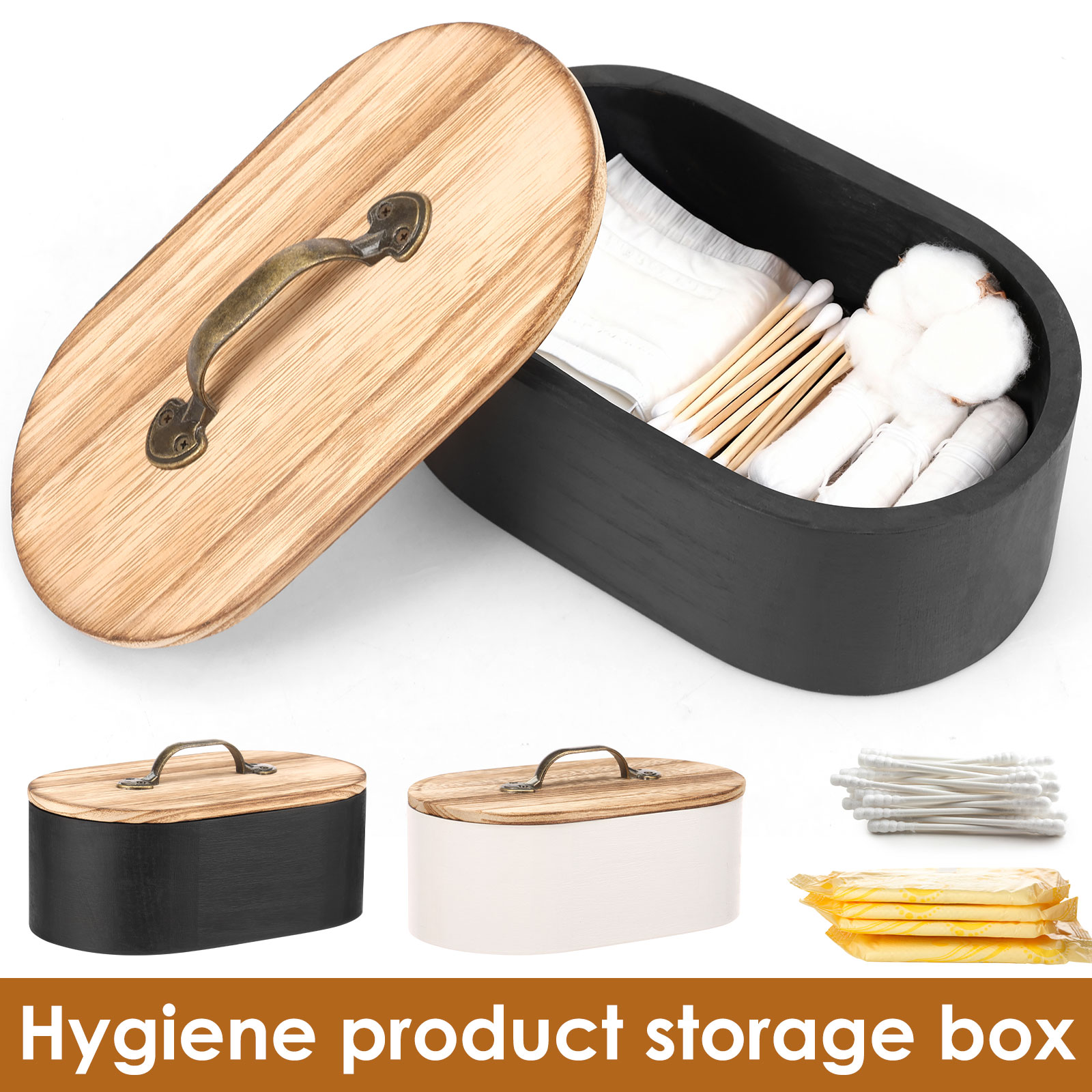Stackable Pantry Bin - Badezimmer-Aufbewahrungsbox, ovales Holz, weiblicher Produkt-Organizer mit