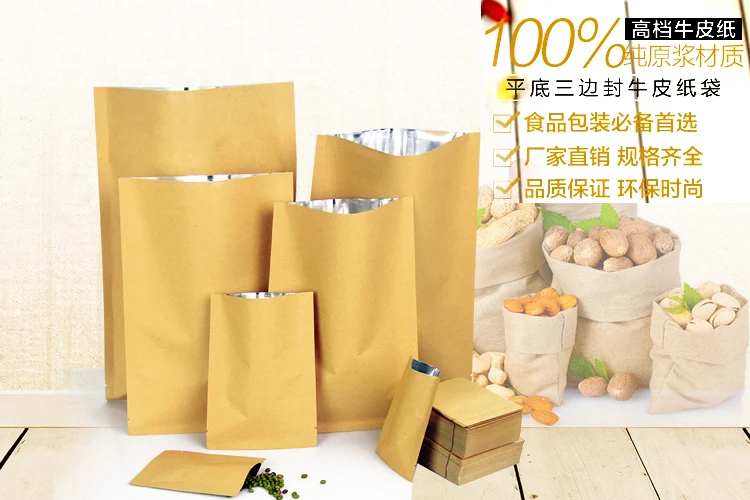 Food Storage In Mylar Bags - 8*12 cm Open Top Braun Kraft