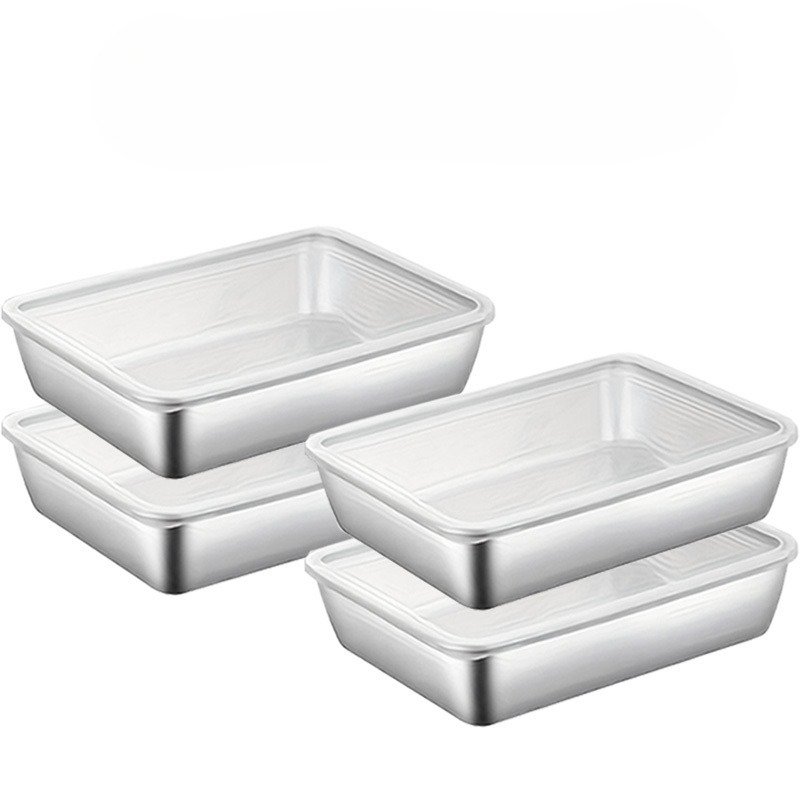 Storage Food Prep - 4-teiliges Edelstahl-Lebensmittelbehälter-Set, Meal-Prep Kühlschrank-Organizer, Küchenzubehör, 2