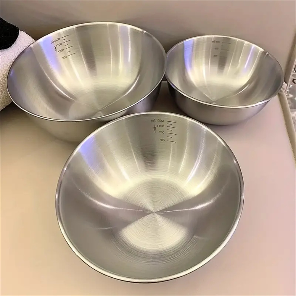 Food Storage Eco Friendly - 1-3-teiliges Edelstahl-Schüssel-Set mit Skala zum Kochen,
