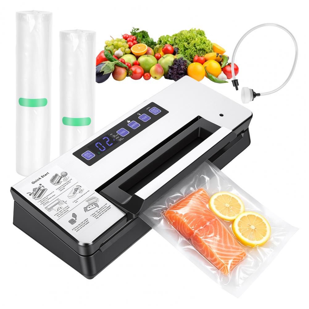 Food Storage With Lock - Vakuumiergerät mit integriertem Schneidwerk und Beutelhalter,