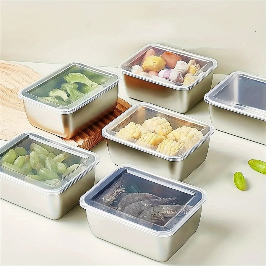 Food Storage Eco Friendly - 1/3/5 Stück Edelstahl-Aufbewahrungsbox für Lebensmittel, Frischhaltebox