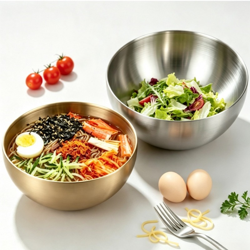 Food Storage Eco Friendly - Edelstahl-Rührschüsseln Metall-Salatschüsseln, Back- und Lebensmittel-Aufbewahrungsbehälter zum