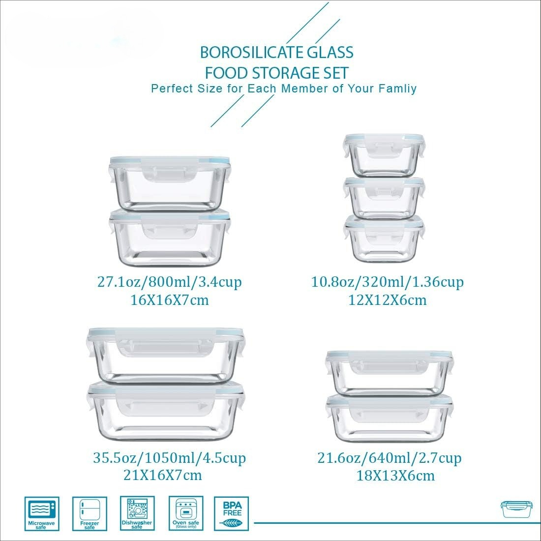 18-teiliges Glas-Lebensmittelb – Storage Food Prep Bewertung und Preis