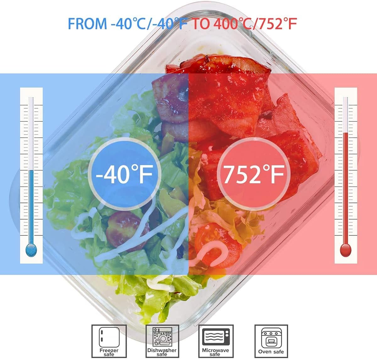 18-teiliges Glas-Lebensmittelb – Storage Food Prep Bewertung und Preis