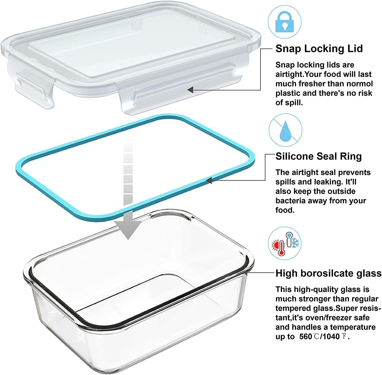 18-teiliges Glas-Lebensmittelb – Storage Food Prep Bewertung und Preis