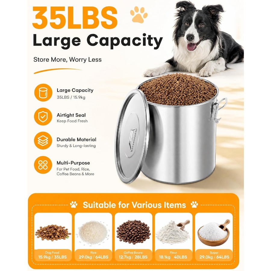 35LBS Luftdichter Edelstahl-Hu – Food Storage Container Bewertung und Preis