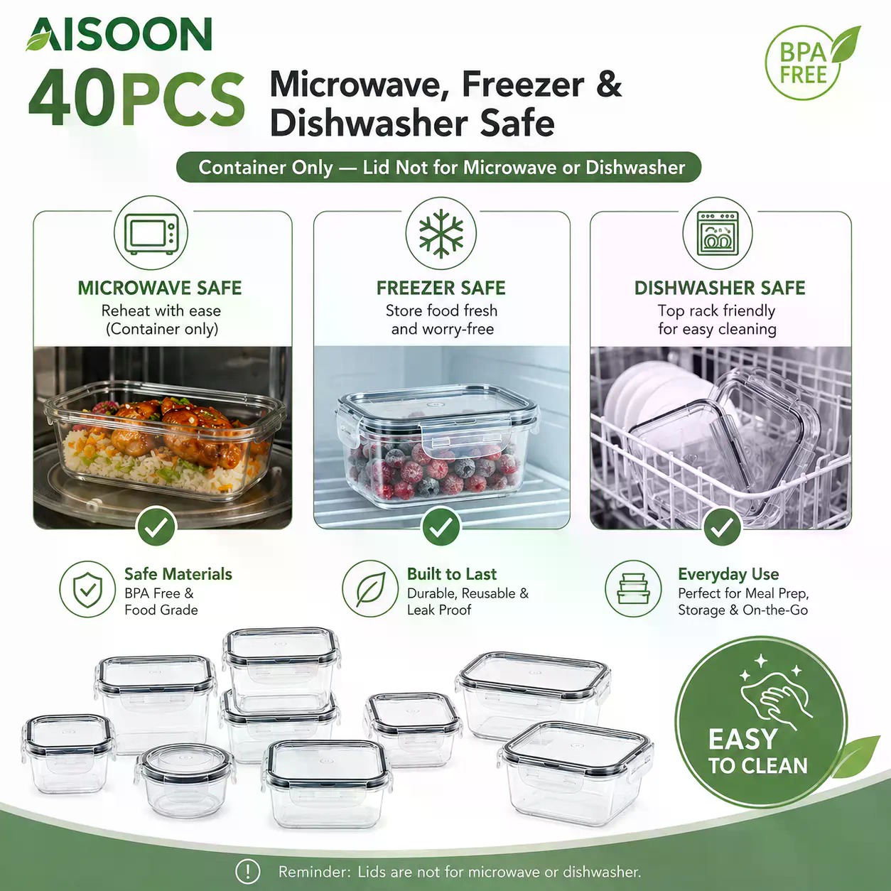 40-teiliges Set extra großer,  – Storage Food Prep Bewertung und Preis